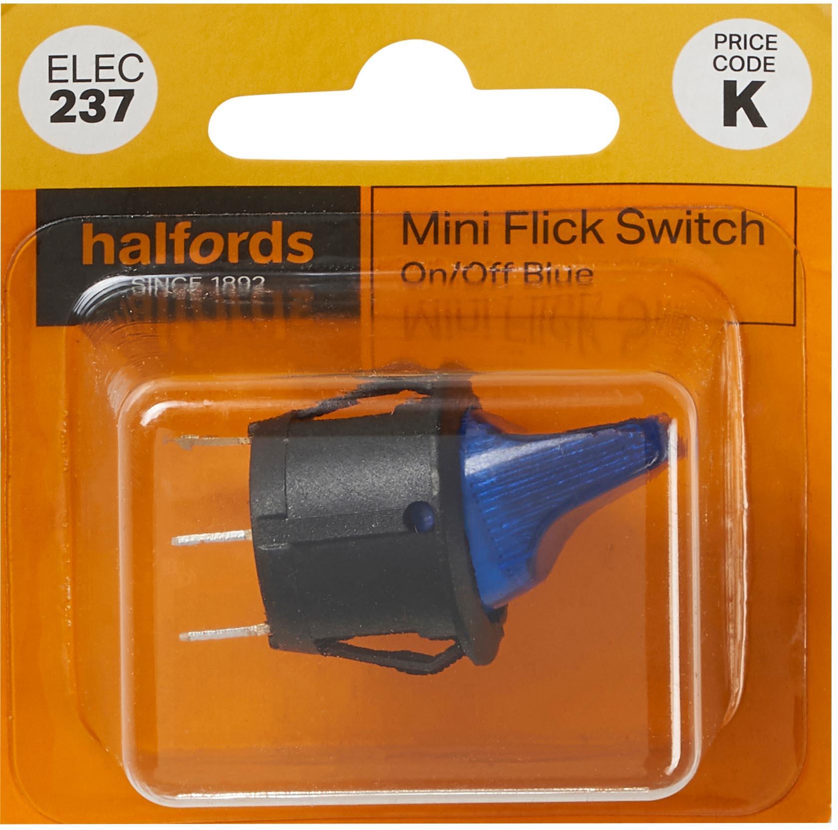 Halfords Mini Flick Switch On/Off Illuminated Blue (ELEC237)
