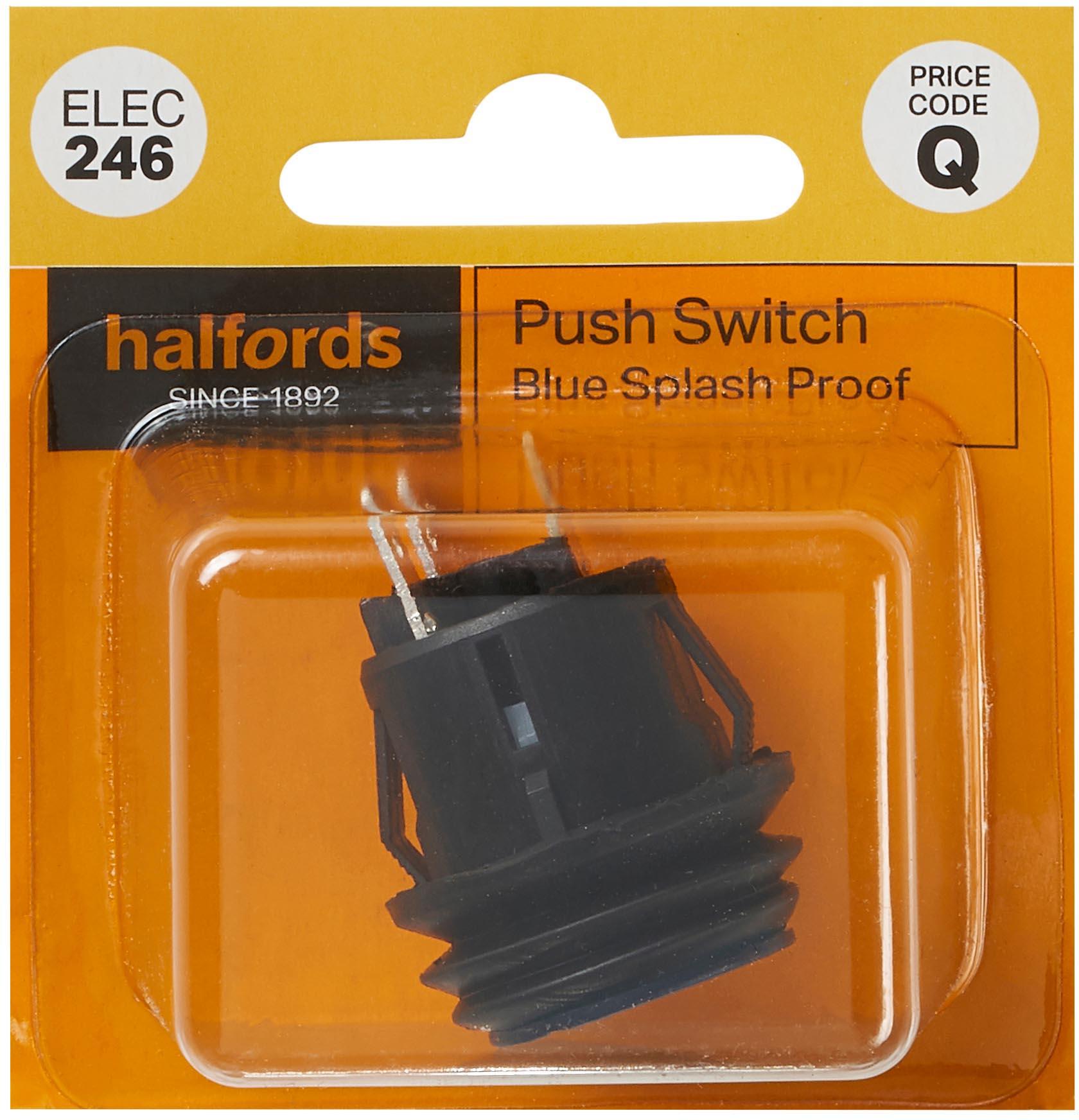 Halfords Push Switch On/Off Splash Proof Blue (ELEC246)