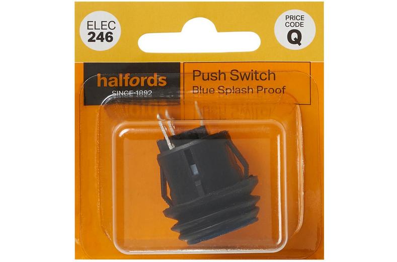 Halfords Push Switch On/Off Splash Proof Blue (ELEC246) Halfords Push Switch On/Off Splash Proof Blue (ELEC246)
