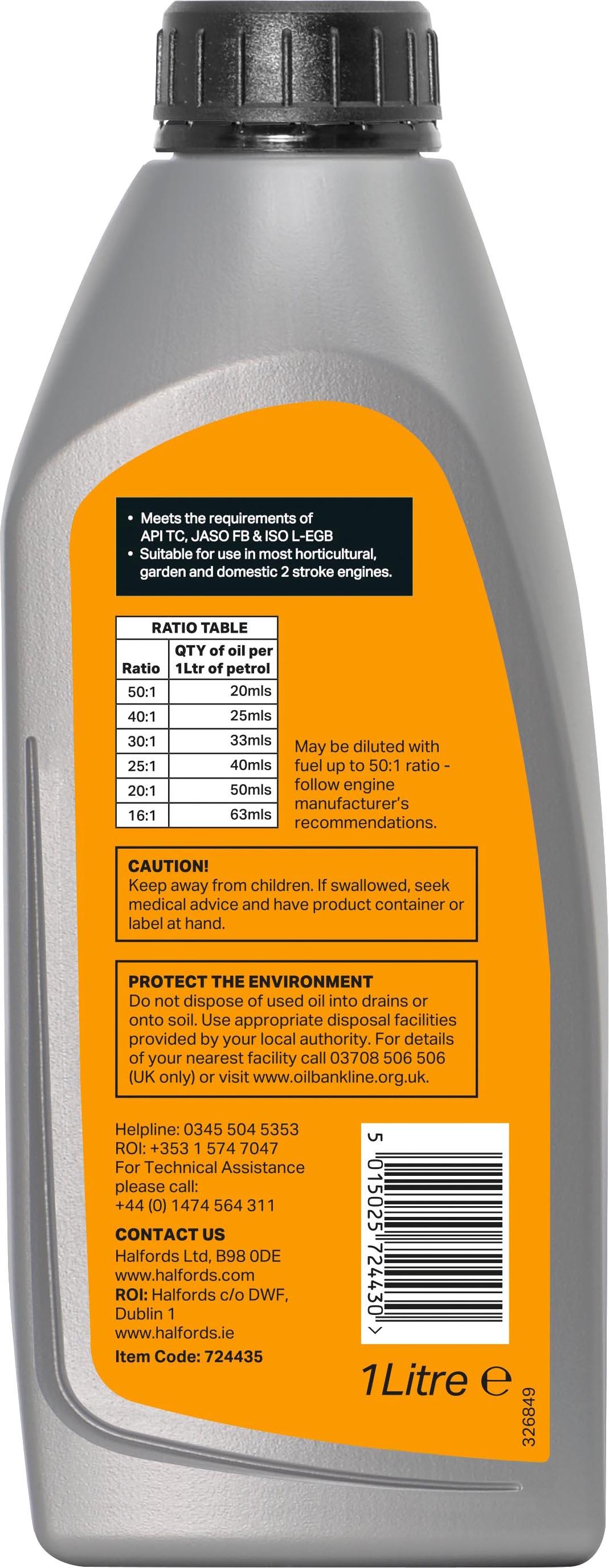 Halfords 2 Stroke Garden Engine Oil 1L