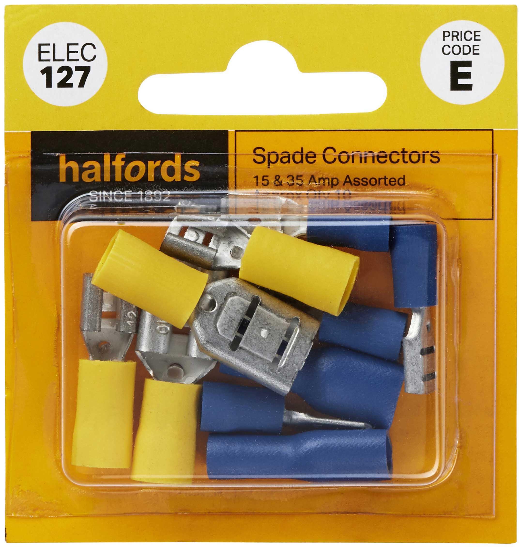 Halfords Assorted Male & Female Spade Connectors 15 & 35 Amp (HEF196)