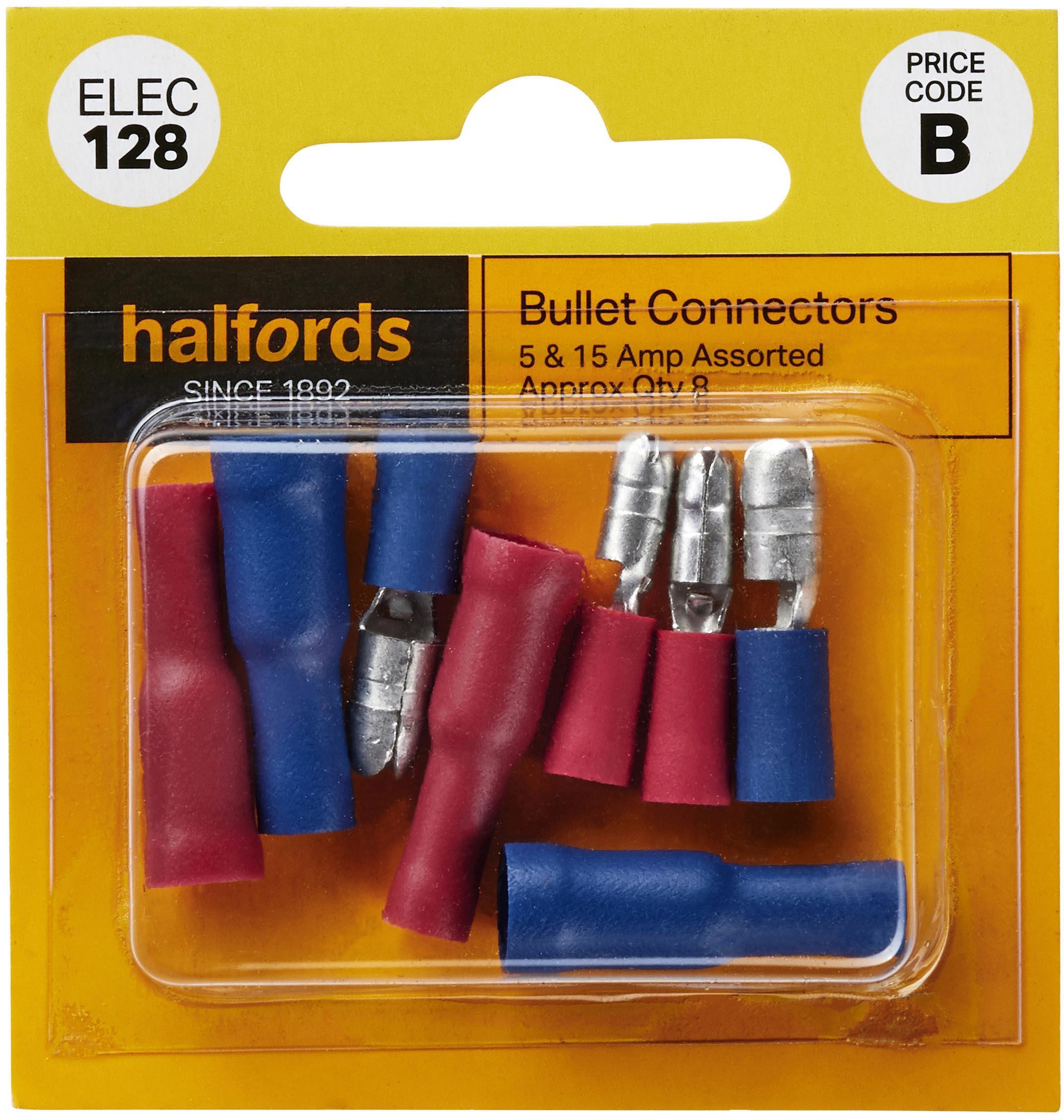 Halfords Assorted Male & Female Bullet Connectors 5 & 15 Amp (ELEC128)