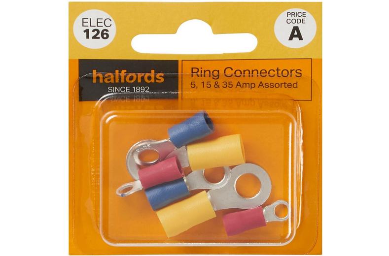 Halfords Assorted Ring Terminals 5/15/35 Amp (ELEC126) Halfords Assorted Ring Terminals 5/15/35 Amp (ELEC126)