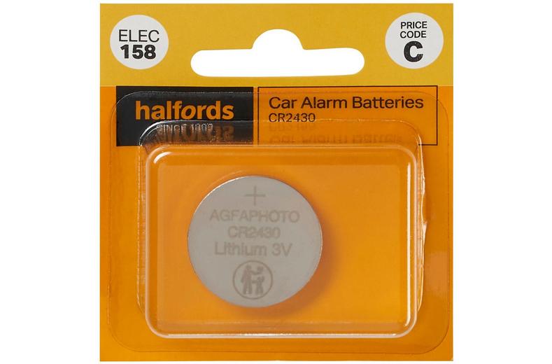 Halfords Car Alarm Battery CR2430 3V Lithium (ELEC158) Halfords Car Alarm Battery CR2430 3V Lithium (ELEC158)