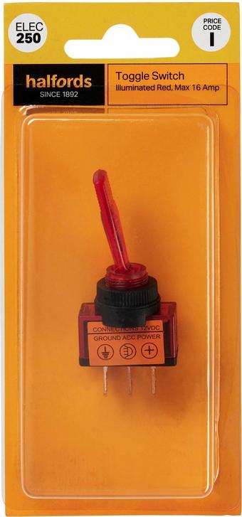 Halfords Toggle Switch 16 Amp Red (ELEC250)