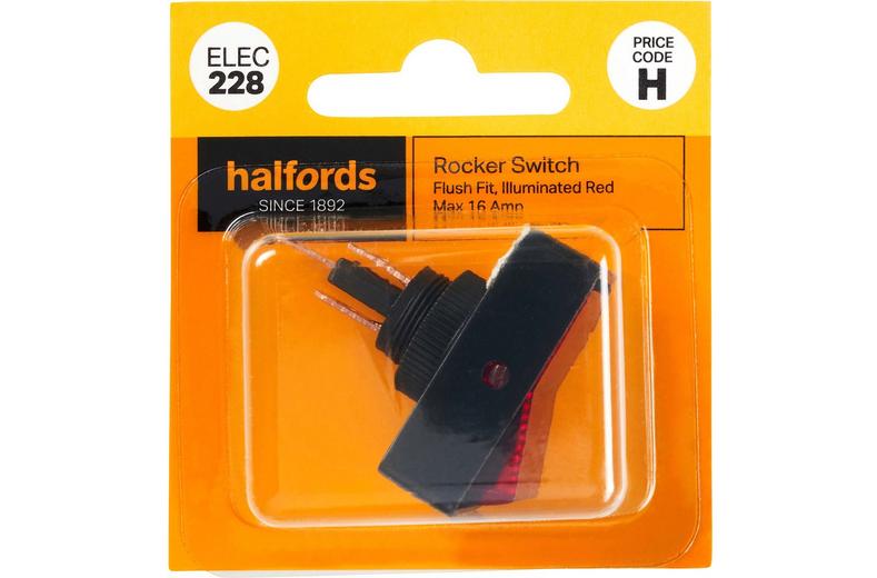 Halfords Illuminated Rocker Switch 16 Amp (ELEC228) Halfords Illuminated Rocker Switch 16 Amp (ELEC228)