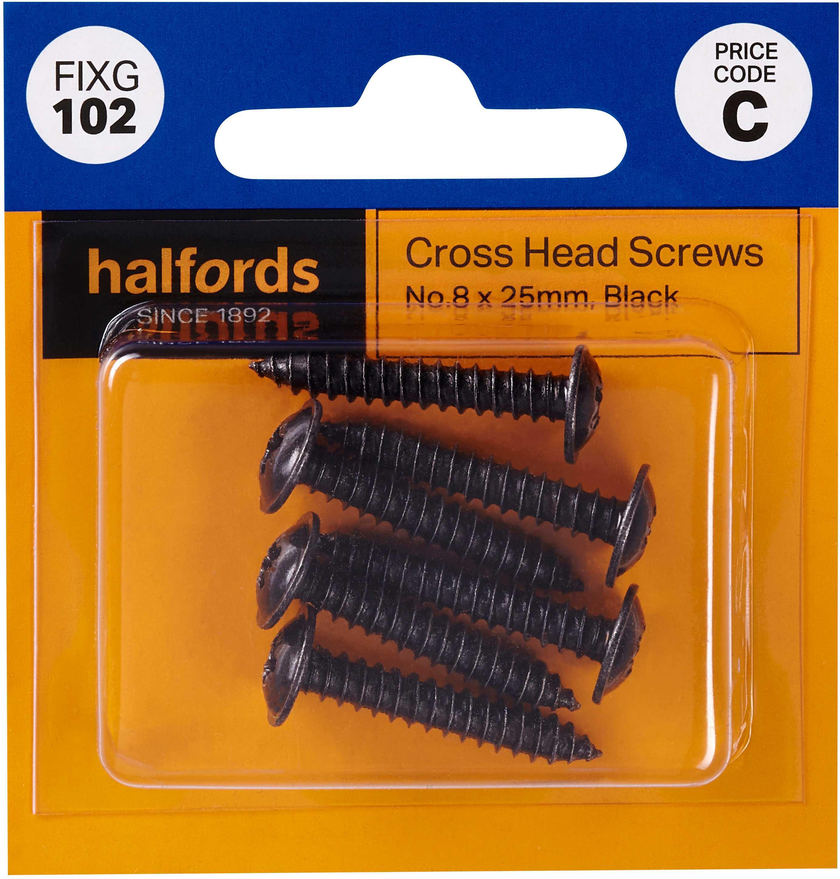Halfords Cross Head Screws No8 x 25mm (FIXG102)