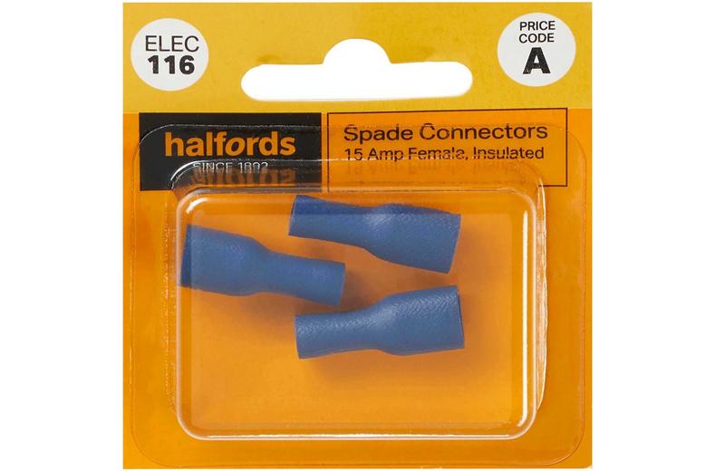 Halfords Spade Connectors 15 Amp/Female (ELEC116) Halfords Spade Connectors 15 Amp/Female (ELEC116)