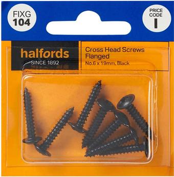 Halfords Cross Head Screws Flanged No6 x 19mm (FIXG104)