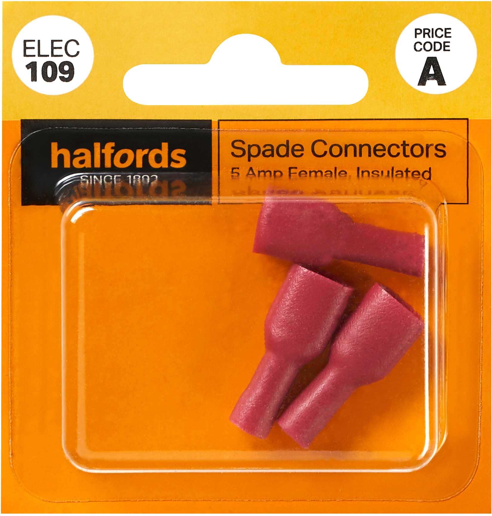 Halfords Spade Connectors 5 Amp/Female (ELEC109)