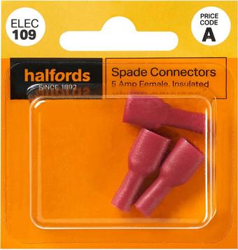 Halfords Spade Connectors 5 Amp/Female (ELEC109)