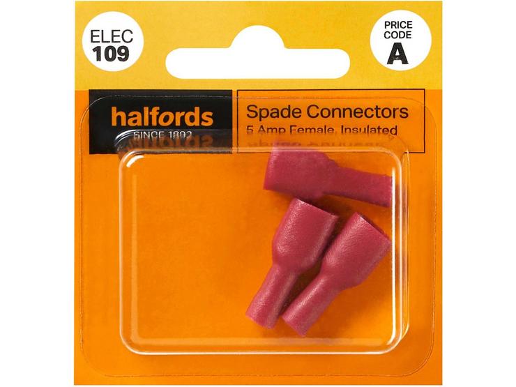 Halfords Spade Connectors 5 Amp/Female (ELEC109)