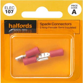 Halfords Spade Connectors 2 Amp/Female (ELEC107)