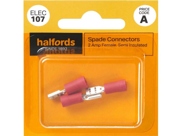 Halfords Spade Connectors 2 Amp/Female (ELEC107)