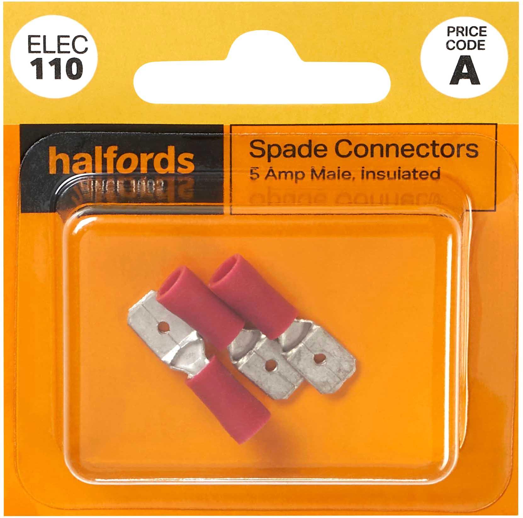 Halfords Spade Connectors 5 Amp/Male (ELEC110)
