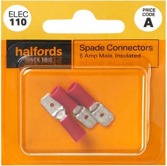 Halfords Spade Connectors 5 Amp/Male (ELEC110)