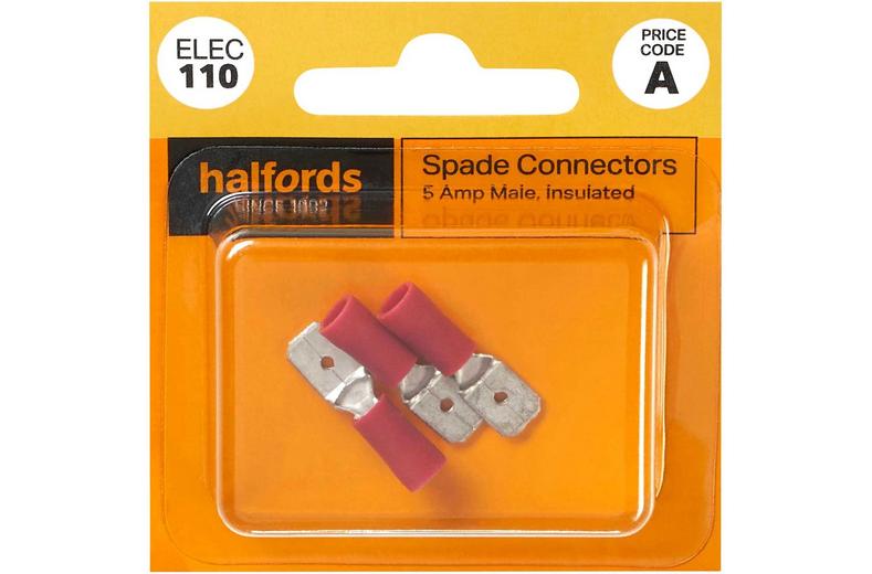 Halfords Spade Connectors 5 Amp/Male (ELEC110) Halfords Spade Connectors 5 Amp/Male (ELEC110)