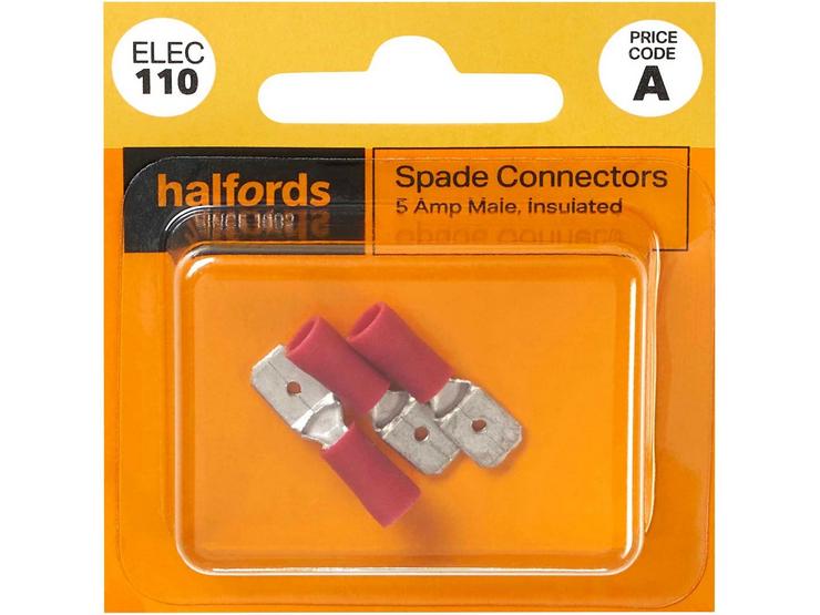 Halfords Spade Connectors 5 Amp/Male (ELEC110)