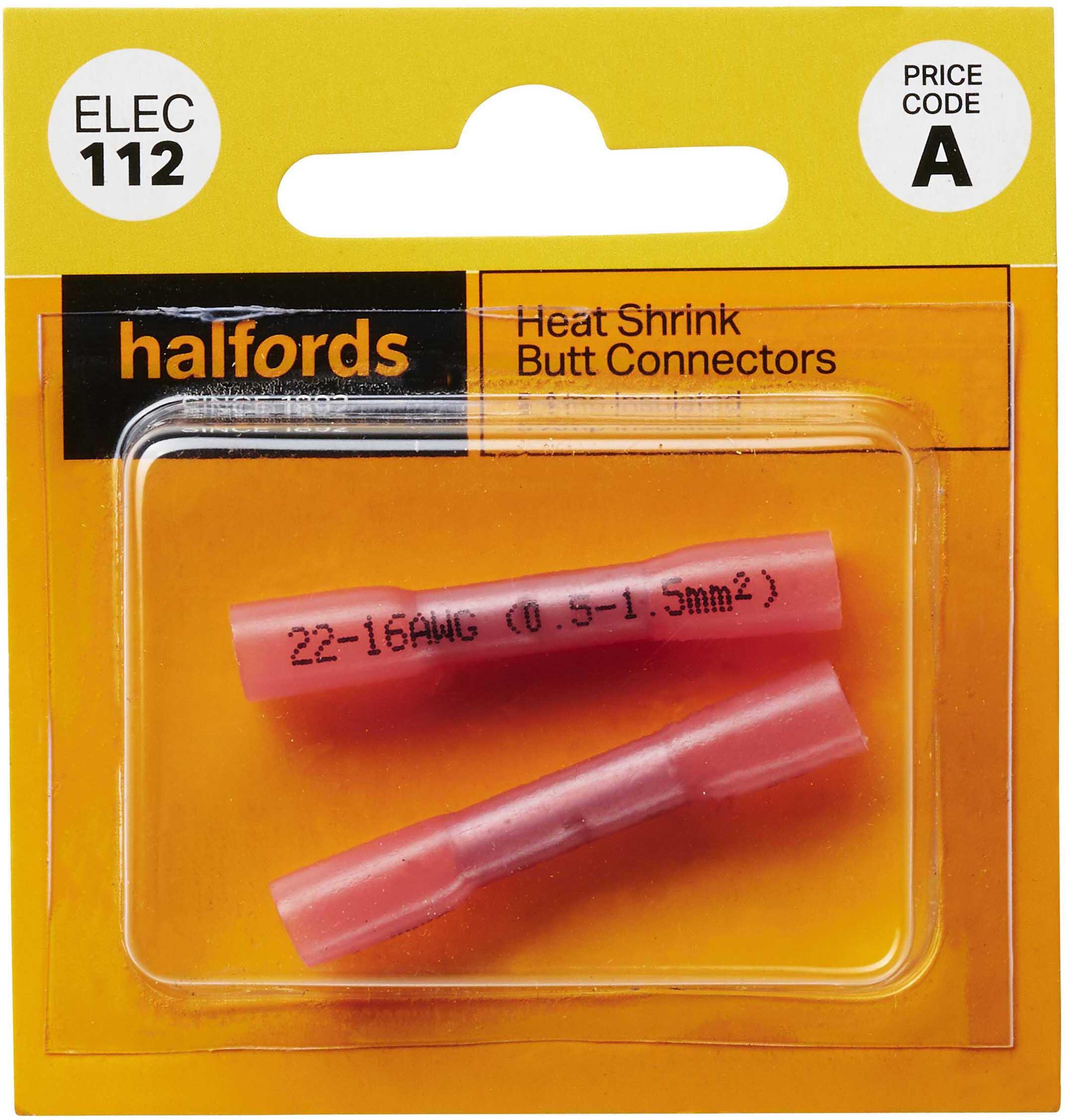 Halfords Heat Shrink Butt Connectors 5 Amp (ELE112)