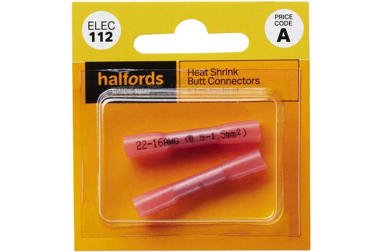 Halfords Heat Shrink Butt Connectors 5 Amp (ELE112) Halfords Heat Shrink Butt Connectors 5 Amp (ELE112)
