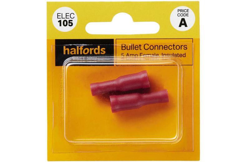 Halfords Bullet Connectors 5 Amp Female (ELEC105) Halfords Bullet Connectors 5 Amp Female (ELEC105)