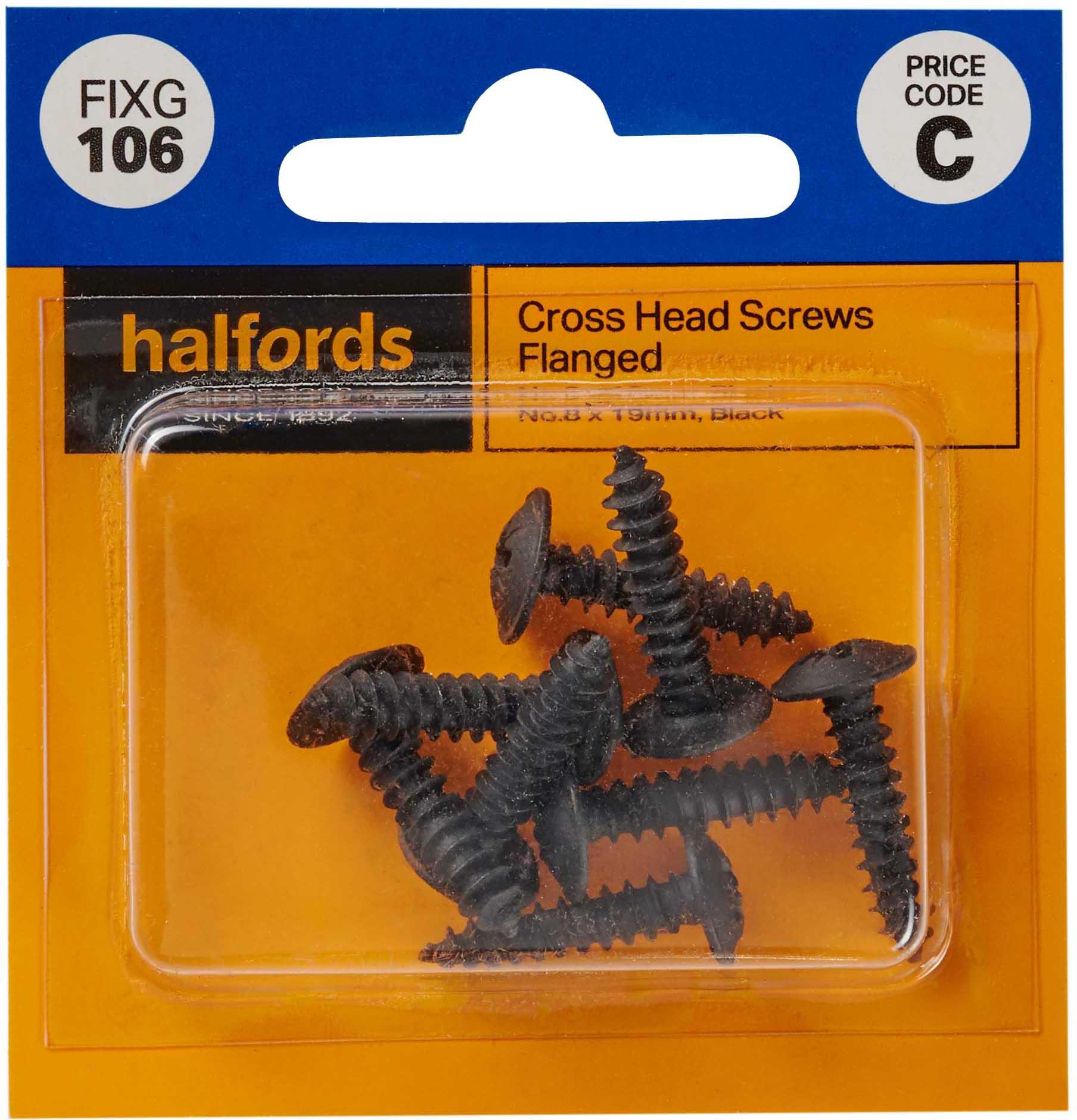 Halfords Cross Head Screws Flanged No8 x 19mm (FIXG106)