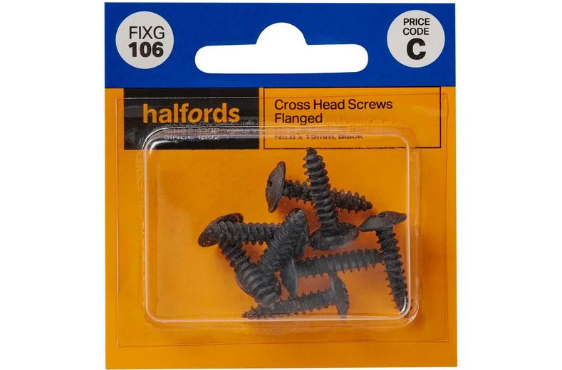 Halfords Cross Head Screws Flanged No8 x 19mm (FIXG106) Halfords Cross Head Screws Flanged No8 x 19mm (FIXG106)