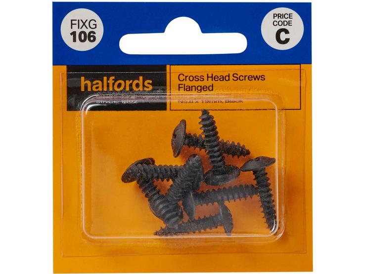 Halfords Cross Head Screws Flanged No8 x 19mm (FIXG106)