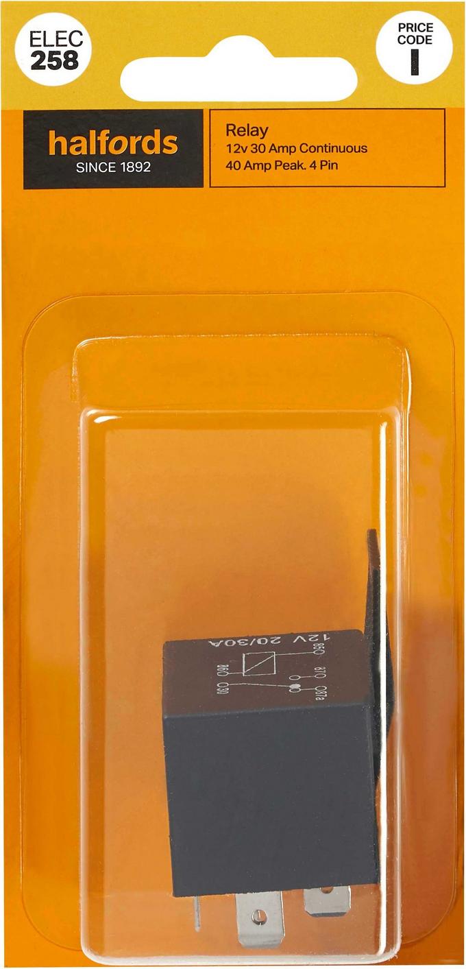 Halfords Relay 12V 40A 5 PIN (ELEC261)