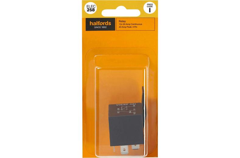 Halfords Relay 12V 40A 4 PIN (ELEC258) Halfords Relay 12V 40A 4 PIN (ELEC258)