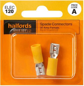 Halfords Spade Connectors 30 Amp/Female Semi Insulated (ELE120)