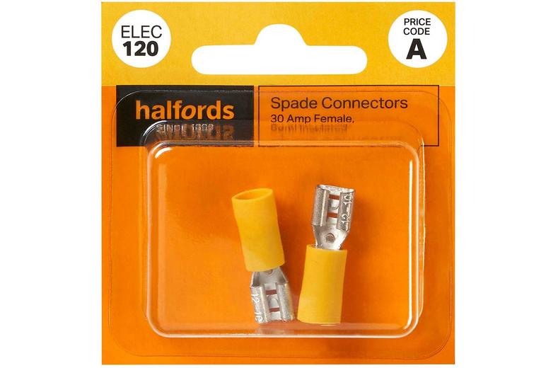 Halfords Spade Connectors 30 Amp/Female Semi Insulated (ELE120) Halfords Spade Connectors 30 Amp/Female Semi Insulated (ELE120)