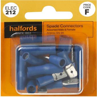 Halfords Assorted Spade Connectors Male & Female (ELEC212)