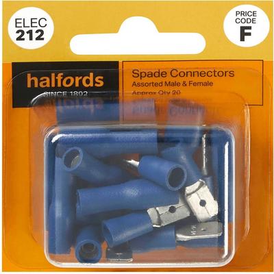 Halfords Assorted Spade Connectors Male & Female (ELEC212)