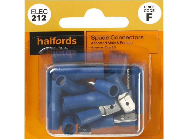 Halfords Assorted Spade Connectors Male & Female (ELEC212)