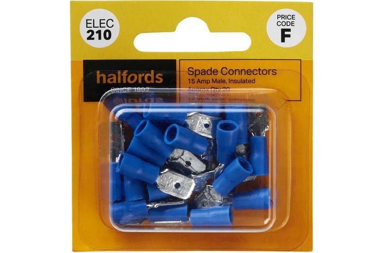 Halfords Spade Connectors 15 Amp Male (ELEC210) Halfords Spade Connectors 15 Amp Male (ELEC210)