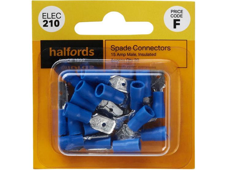 Halfords Spade Connectors 15 Amp Male (ELEC210)