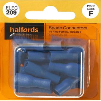 Halfords Spade Connectors 15 Amp Female (ELEC209)