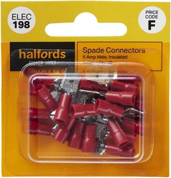 Halfords Spade Connectors 5 Amp Male Insulated (ELEC198)