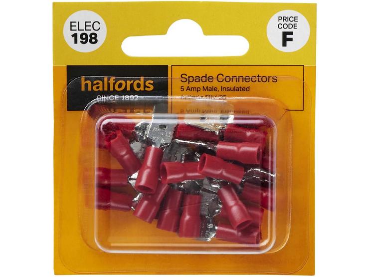 Halfords Spade Connectors 5 Amp Male Insulated (ELEC198)