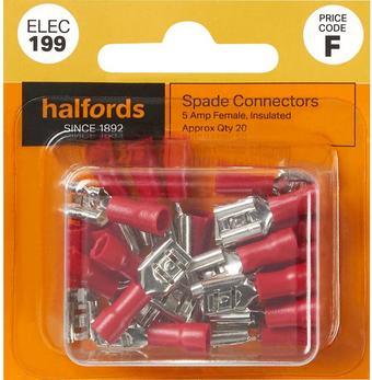 Halfords Spade Connectors 5 Amp Female (ELEC199)