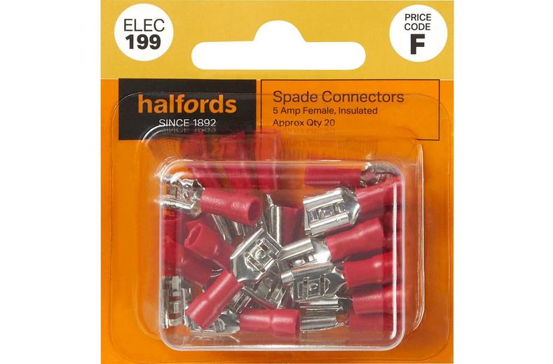Halfords Spade Connectors 5 Amp Female (ELEC199) Halfords Spade Connectors 5 Amp Female (ELEC199)