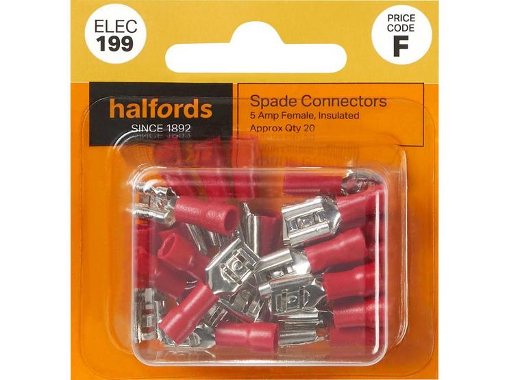 Halfords Spade Connectors 5 Amp Female (ELEC199)