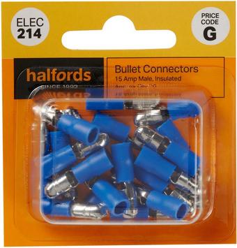 Halfords Bullet Connectors 15 Amp Male (ELEC214)