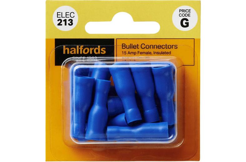 Halfords Bullet Connectors 15 Amp Female (ELEC213) Halfords Bullet Connectors 15 Amp Female (ELEC213)