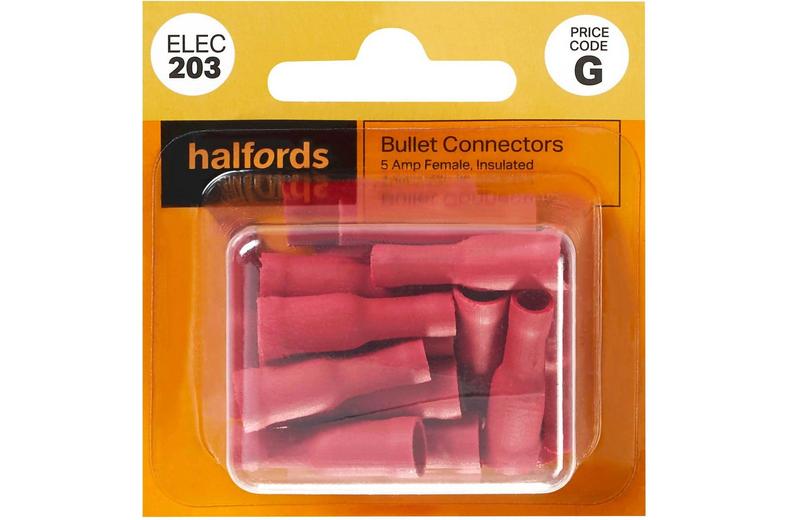 Halfords Bullet Connectors 5 Amp Female (ELEC203) Halfords Bullet Connectors 5 Amp Female (ELEC203)