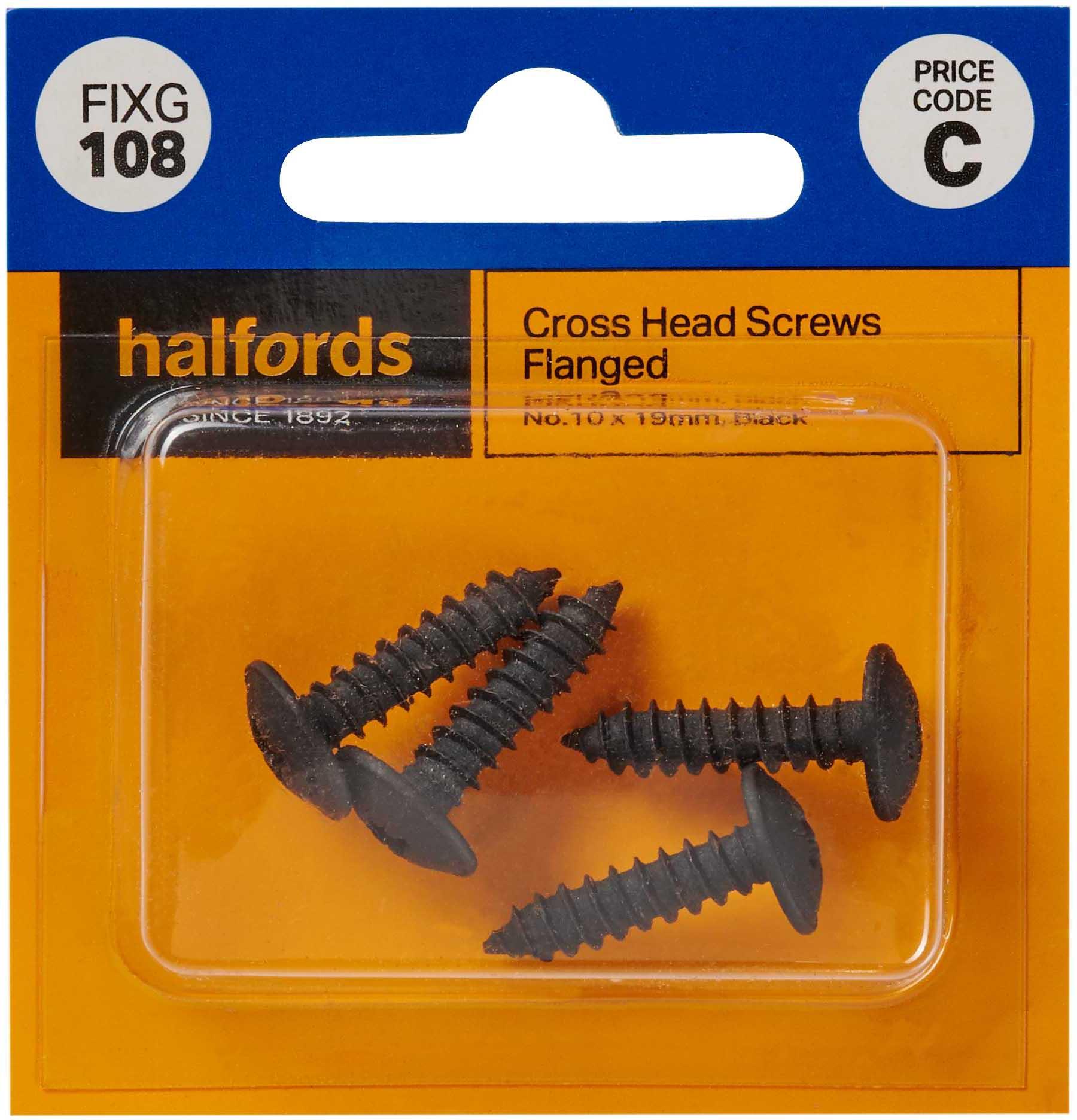Halfords Cross Head Screws Flanged No10 x 19mm (FIXG108)