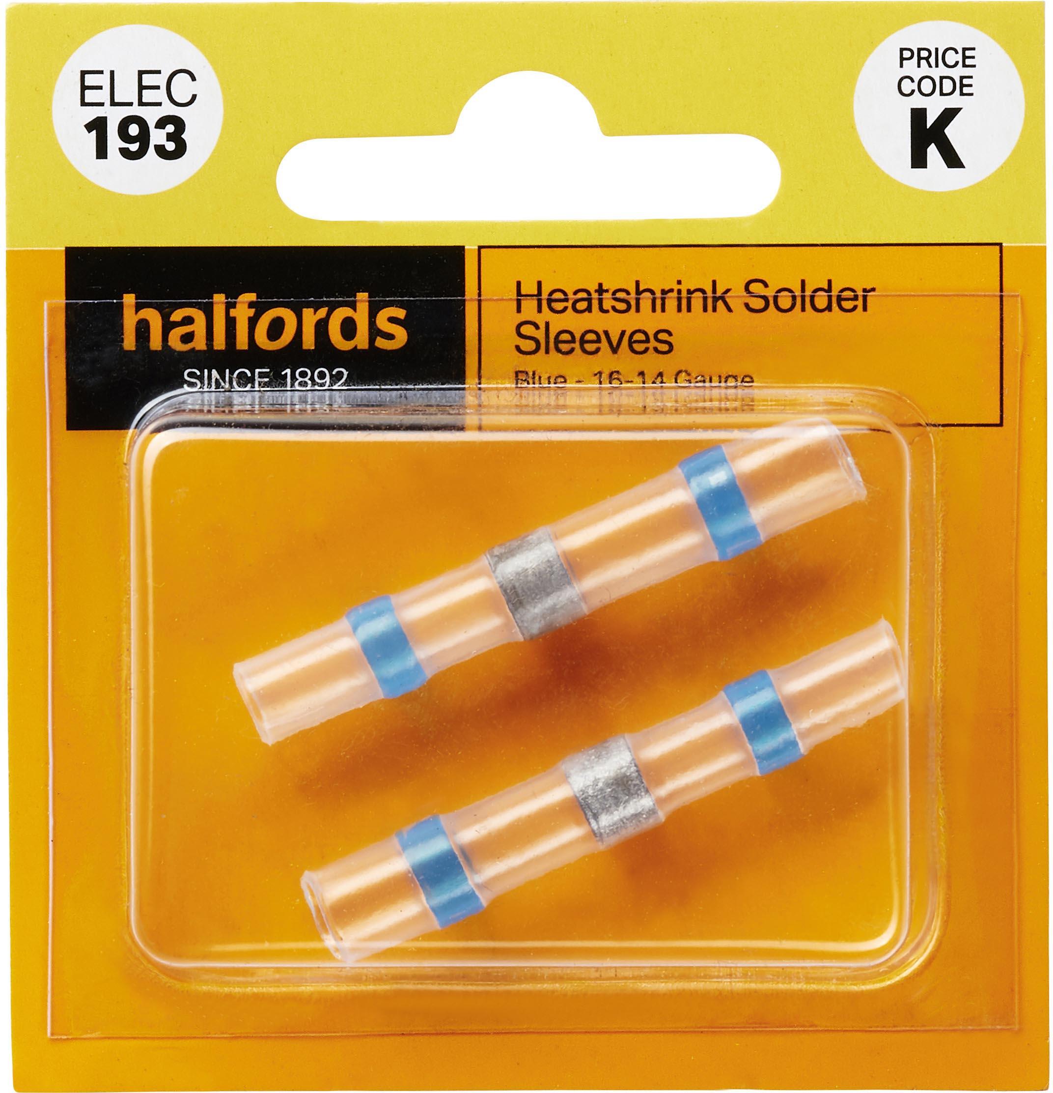 Halfords Heat Shrink Solder Sleeves Blue ELEC193 - 2 Pack