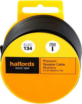Halfords Premium Speaker Cable - Black/Grey (ELEC135)