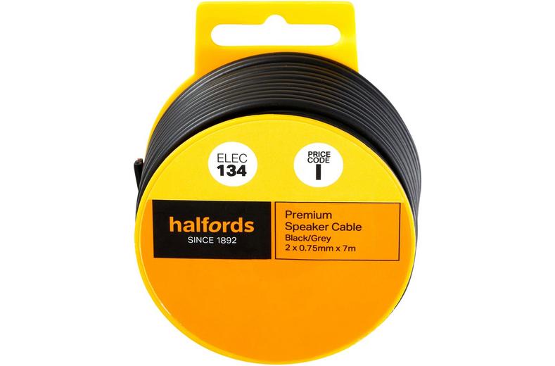 Halfords Premium Speaker Cable - Black/Grey (ELEC135) Halfords Premium Speaker Cable - Black/Grey (ELEC135)